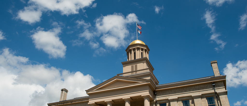 Old Capitol with beautiful summer clouds.