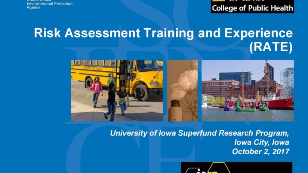Title Slide for the EPA Risk Assessment Training and Experience (RATE) Course